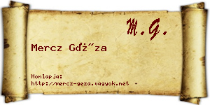 Mercz Géza névjegykártya